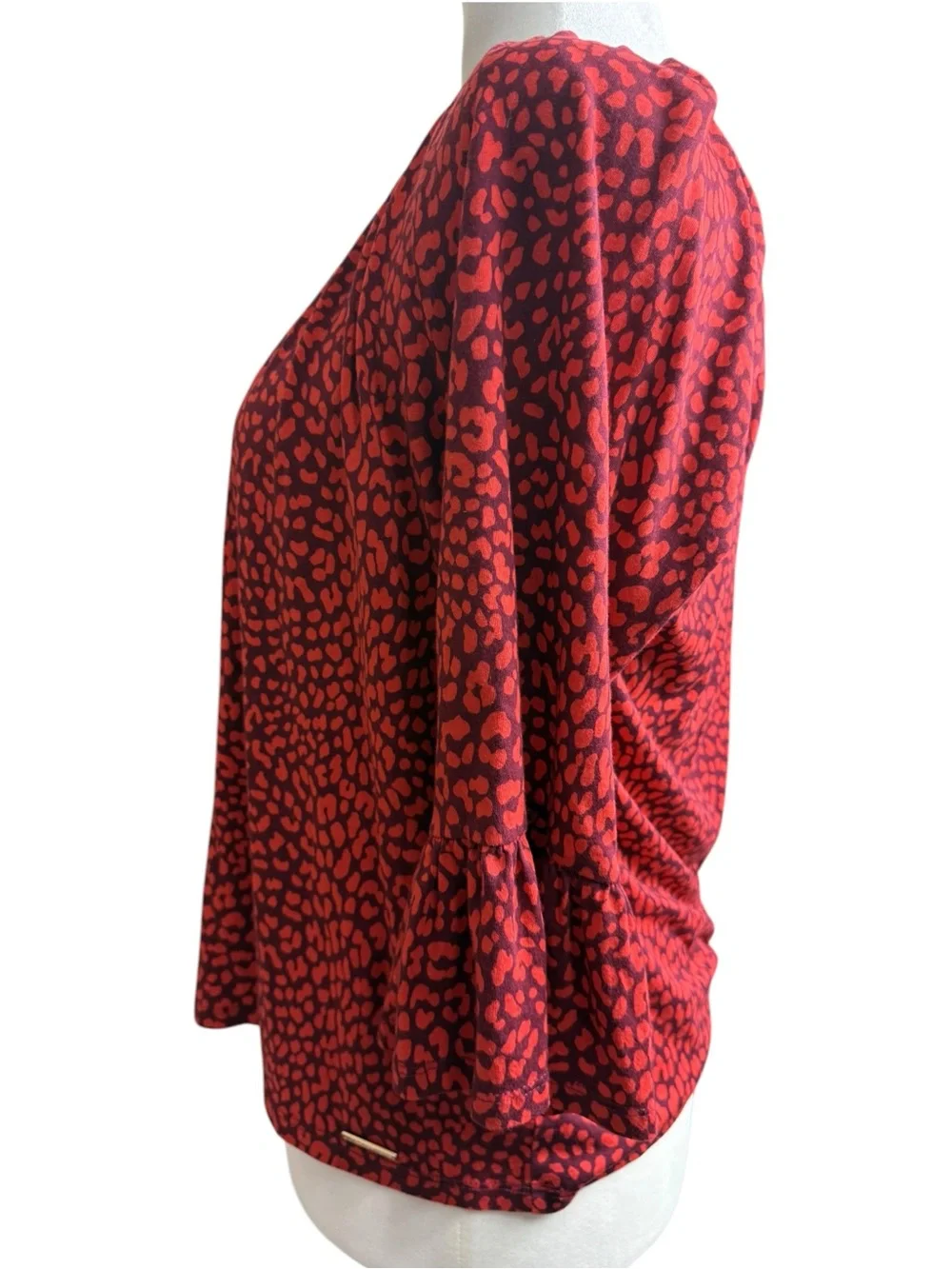 Michael Kors Red Printed Scoop Neck Blouse size medium